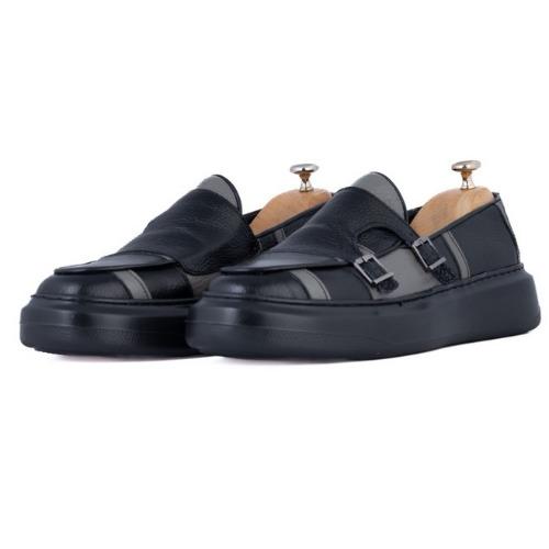 İdol 3003-01 Çift Toka Causal - Siyah Gri